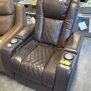 VALENCIA THEATER SEATING TUSCANY, DARK BROWN POWER RECLINER WITH 2 CUPHOLDERS, HIDDEN STORAGE