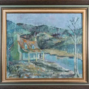 PIERRE LABRECQUE 'SCENE IN BLUE' ACRYLIC ON CANVAS