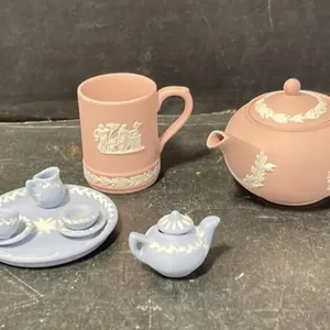 Miniature Wedgwood Pink/Blue Dishes