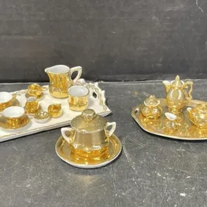 Miniature Gold-tone/white Tea Dishes