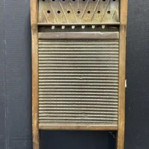 Antique Metal & Wooden Washboard, 25x13 "