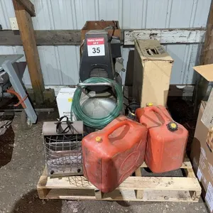 Air Compressor, Two Jerry Can & Heater