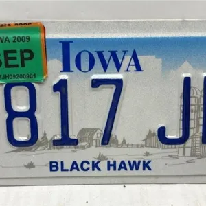 Iowa Motorcycle License Plate