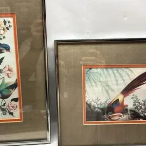 Vintage Art Bird Print pair of 2