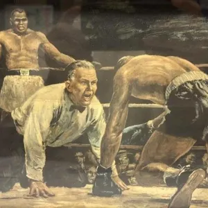 Vintage wood framed boxing art print