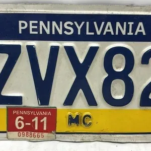 Pennsylvania Motorcycle License Plate