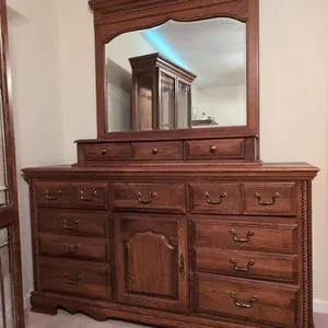 Athens furniture oak dresser & mirror 64x18x79H