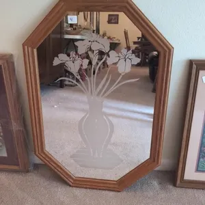 Vintage mirror with flowers 21x31
