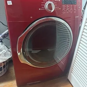 Red Samsung dryer with steam function