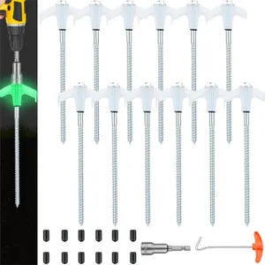 MISSING 12 Pcs Glow Tent Stakes, 8" Hex Nails