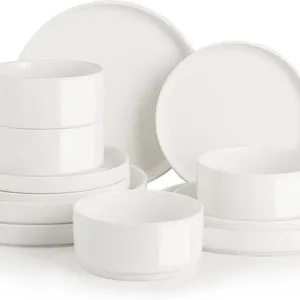 NEW $135 (12Pcs) Porcelain Dinnerware Sets for 4