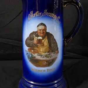 PRE PRO SALOON POTTERY PITCHER E. PORTER BREWING CO'S WIENER BEER JOLIET ILLINOIS IL
