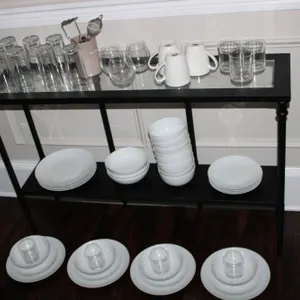 White Dinnerware & Glass Drinkware
