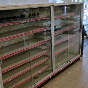 Madix shelving units with glass doors. Features sliding glass doors, adjustable metal shelves, pegboard backing, and red price tag molding. Dimensions
