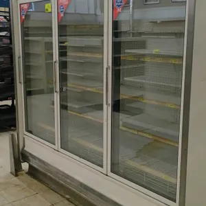 Kysor/Warren LV5V4 frozen food display cases. Features 3 glass doors per case, adjustable shelving, gas defrost, and LED interior lighting. Electrical