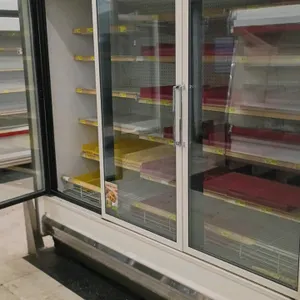 Kysor/Warren LV5V4-3U frozen food display case. Features 3 glass doors, gas defrost, LED interior lighting, adjustable shelving, and product dividers.
