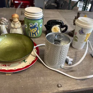 Box of Glass Jars and Decor