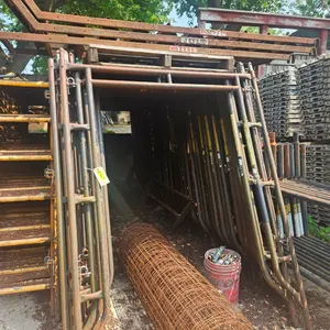 Scaffolding with Related: 100 - 5'x80" Walk-Thru Sections, Railing, Stairs, Crossbraces, Job Box with Legs, Step Offs, More