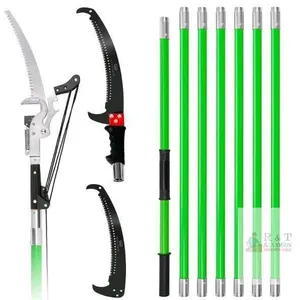 Fiberglass Manual Pole Saw Set – 8 Poles (up to 26 ft), Pruner & Spare Saw Blade, Complete Kit