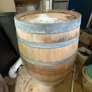 Oak Barrel with Metal Hoops