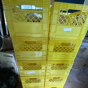 10 Yellow Plastic Milk Crates