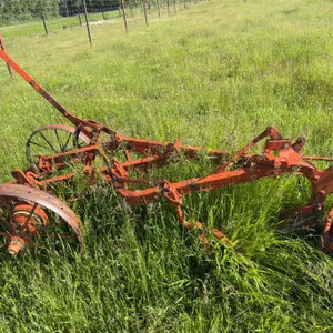 Antique Steel Horse-Drawn Plow with Dual Moldboards