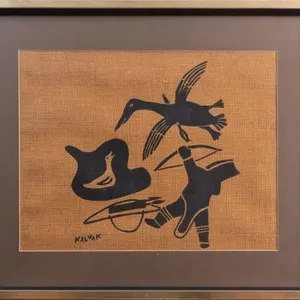HELEN KALVAK 'HUNTING BIRDS' STONECUT PRINT