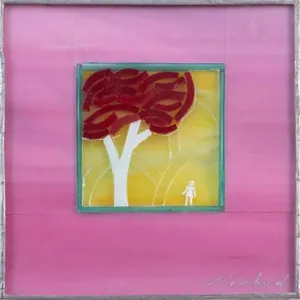 JANICE MOORHEAD PINK STAINED GLASS PIECE