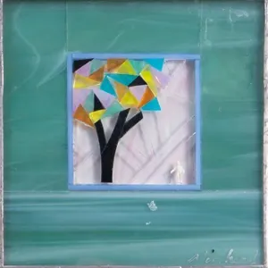 JANICE MOORHEAD BLUE STAINED GLASS PIECE