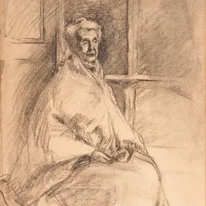 CHARCOAL STILL LIFE OF AN OLD MADAM
