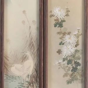 PAIR OF JAPANESE INK & PAPER PAINTINGS