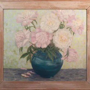 UNSIGNED 'VASE OF ROSES' OIL ON HARDBOARD