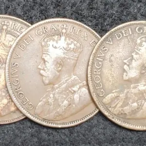 (3) Canada Large Cents: 1916, 18, 20