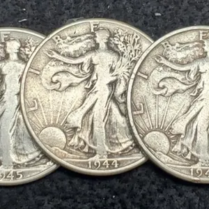 (3) W. Liberty Half Dollars: 1943-D, 44, 45