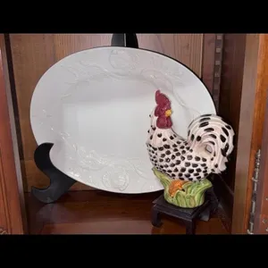 Ceramic Rooster and Oversized Platter