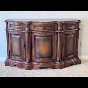 French Country Brown Wood Buffet Cabinet