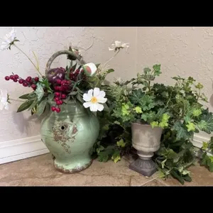 Floral Centerpiece - Distressed Green Vase