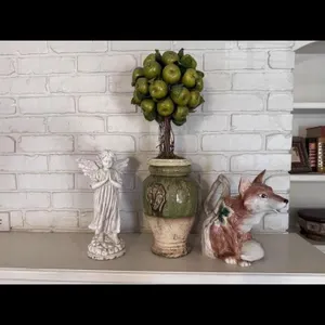 Ceramic Fox Pitcher, Angel Figurine, Topiary