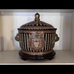 Oriental Accent Ceramic Jar with Lid