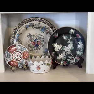 Asian Design Porcelain Plates, Dish