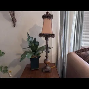 Elegant Table Lamp and Artificial Plant