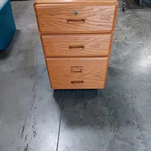 Wooden File Cabinet On Wheels.  Does Not Roll