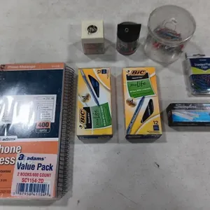 Assortment of office Supplies   
message
