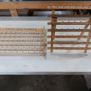 Wood Sewing thread display racks. 
One hanging