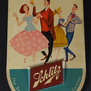 EMBOSSED TIN SIGN SCHLITZPOLKA SCHLITZ THE BEER THAT MADE MILWAUKEE FAMOUS