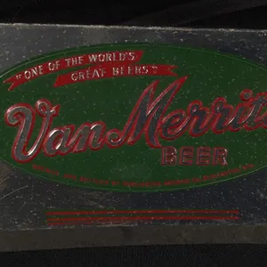 FIBRE SIGN "ONE OF THE WORLDS GREAT BEER" VAN MERRITT BEER BURLINGTON WISCONSIN