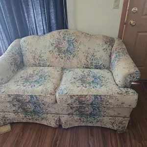 Two cushioned floral designed love seat