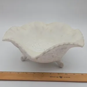 Vintage imperial glass, three footed, white milk glass, rose bowl
