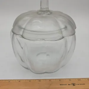 Vintage glass pumpkin cookie jar/ candy dish