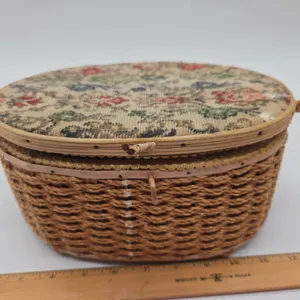 Vintage sewing basket and contents
